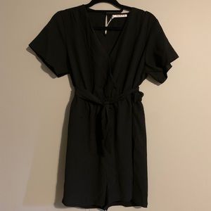 Short Black Romper with Tie Strap